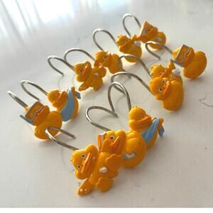 Rubber Duck shower curtain hooks 12 pc 6 different design Kidcore silver yellow